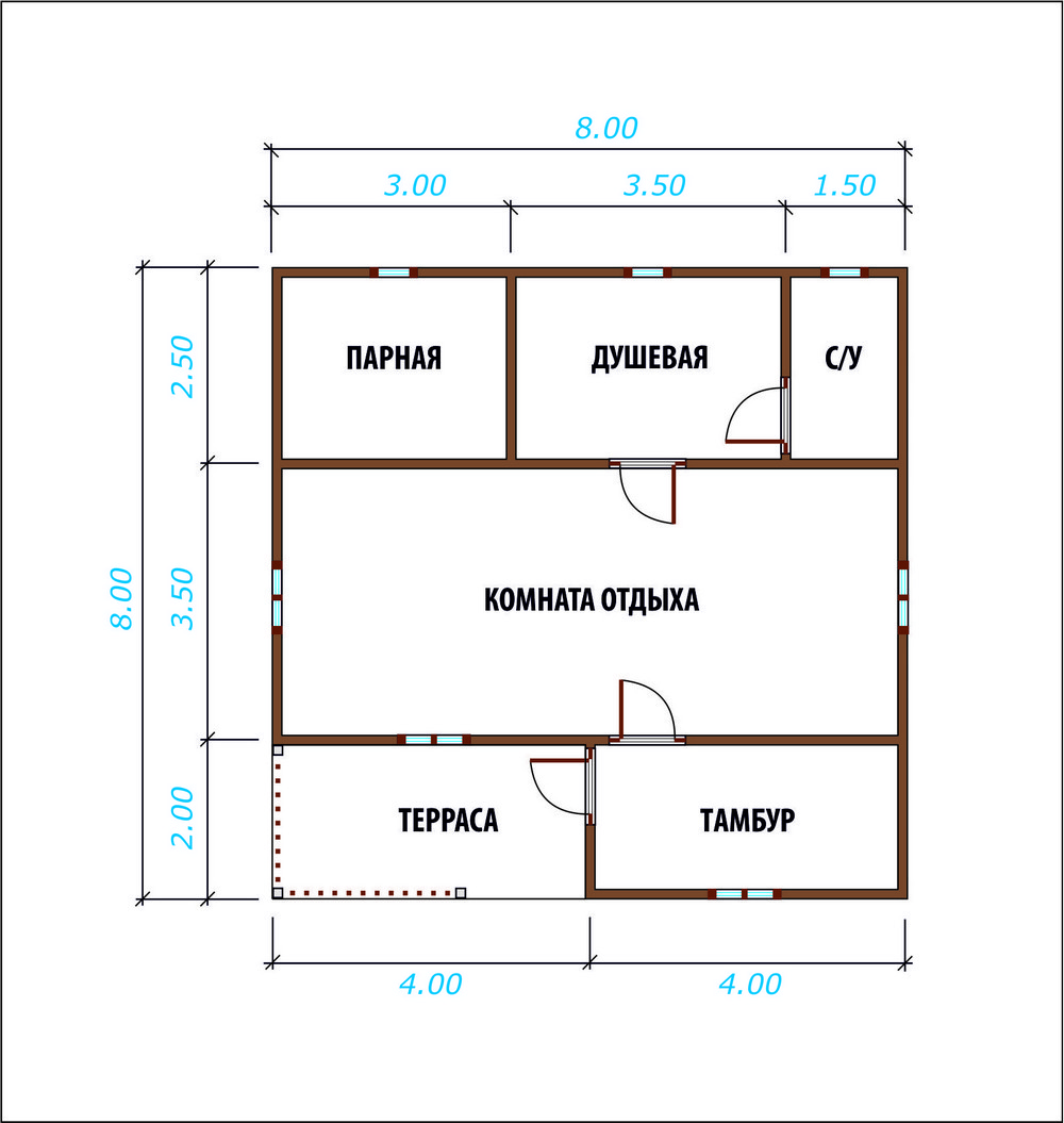 Проекты дом баня 8 на 8