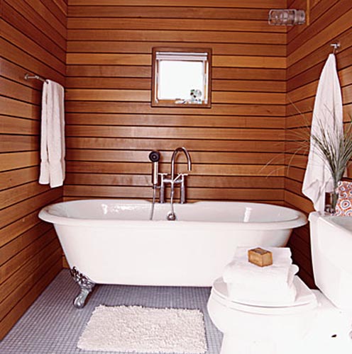 Интерьер ванной в деревянном доме из бруса (54 фото)